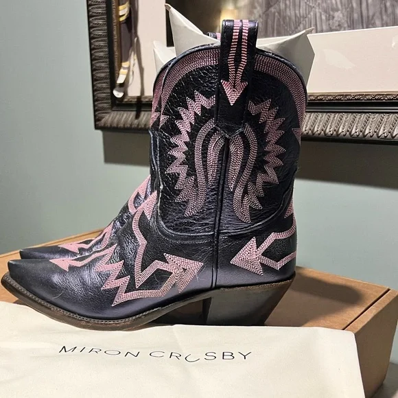Miron Crosby Metallic Navy & Pink Cowgirl Boots - Sz. 10